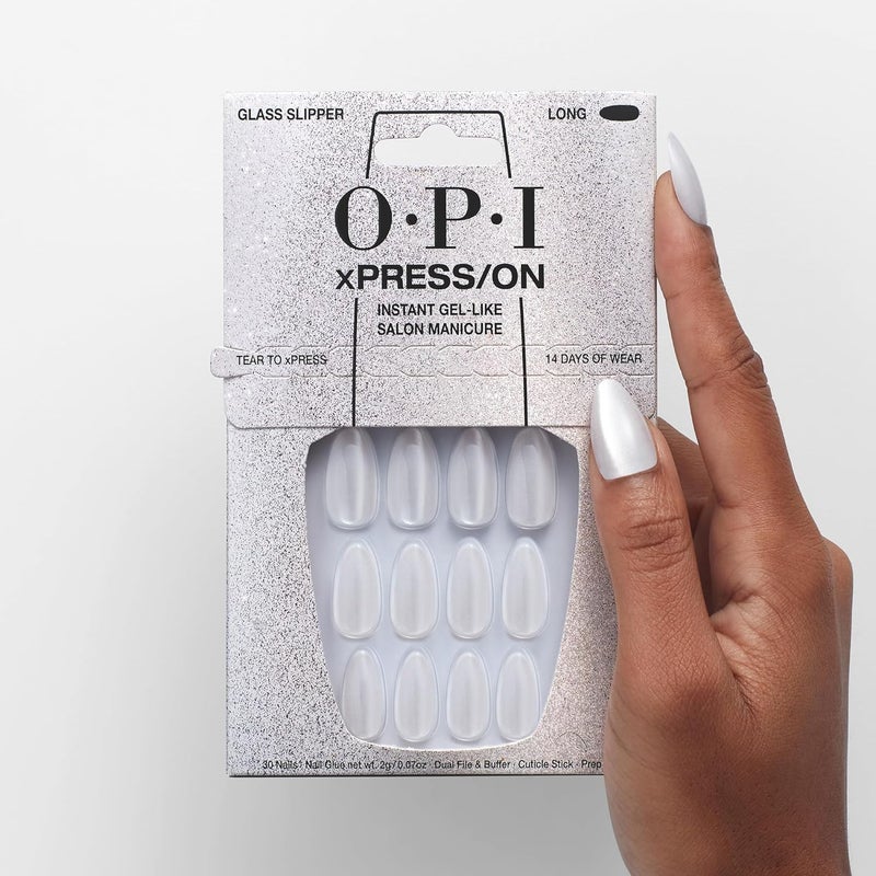 OPI xPRESS/ON Glass Slipper | Velvet White Long Almond Press On Nails | With Nail Glue | Long Lasting, Reusable, Non-damaging - Image 5