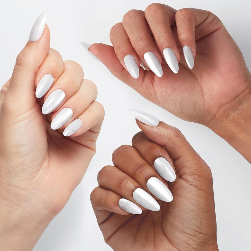 OPI xPRESS/ON Glass Slipper | Velvet White Long Almond Press On Nails | With Nail Glue | Long Lasting, Reusable, Non-damaging - Image 3
