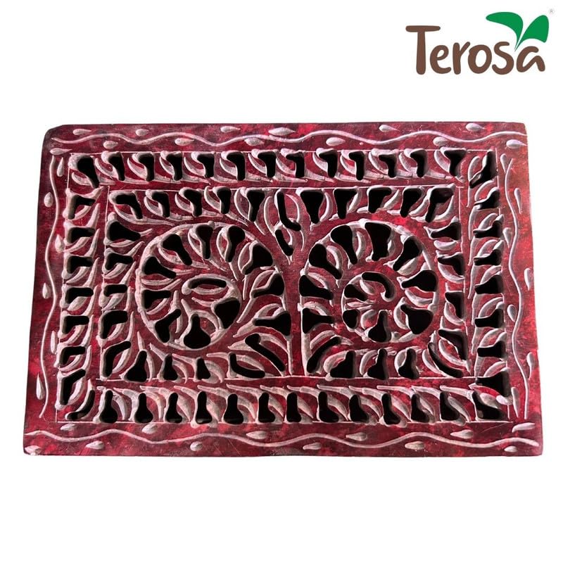 Terosa Shilp Jewellery Box or Decorative Box or Gift Box or Treasure Box Rusty Red 6x4x175in Std Handmade Soapstone Perfect for Rings Earrings and Small Treasures - Image 3