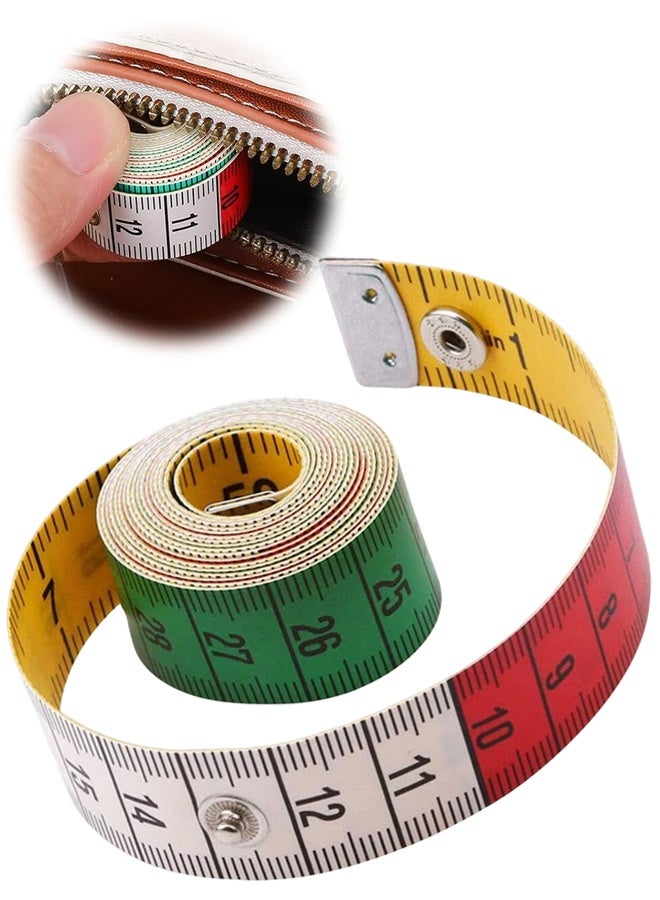 1 Piece 60 Inch / 150 CM Flexible Accurate Dual Sided Soft Tape Measure, Multicolor Body Measuring Tape with Snap Button Closure, for Sewing, Tailoring, Knitting, Fabric and Home Craft - Image 1