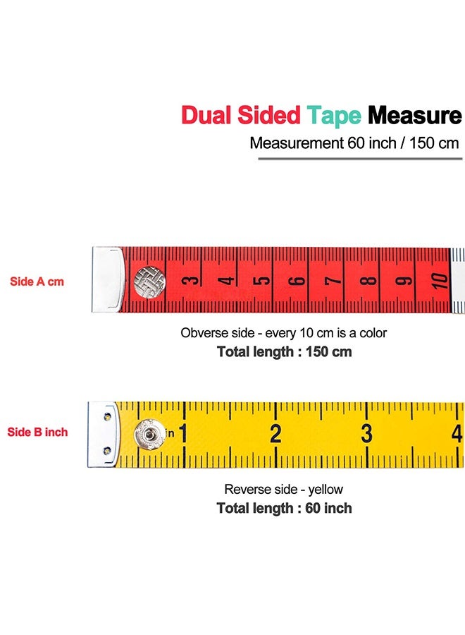 1 Piece 60 Inch / 150 CM Flexible Accurate Dual Sided Soft Tape Measure, Multicolor Body Measuring Tape with Snap Button Closure, for Sewing, Tailoring, Knitting, Fabric and Home Craft - Image 4