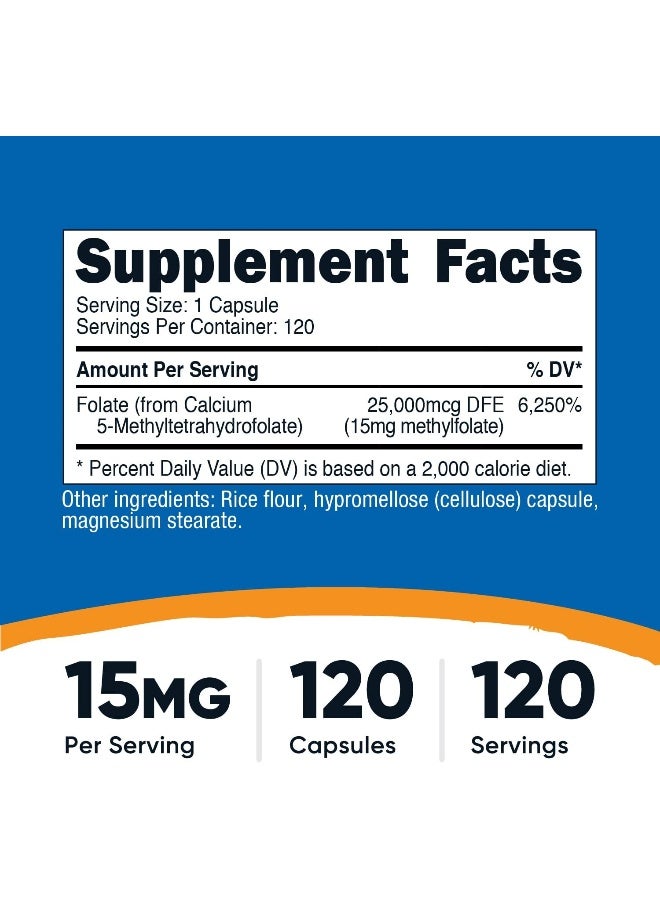 Nutricost كبسولات L-ميثيلفولات 15 ملغ، 120 عدًّا - Image 2