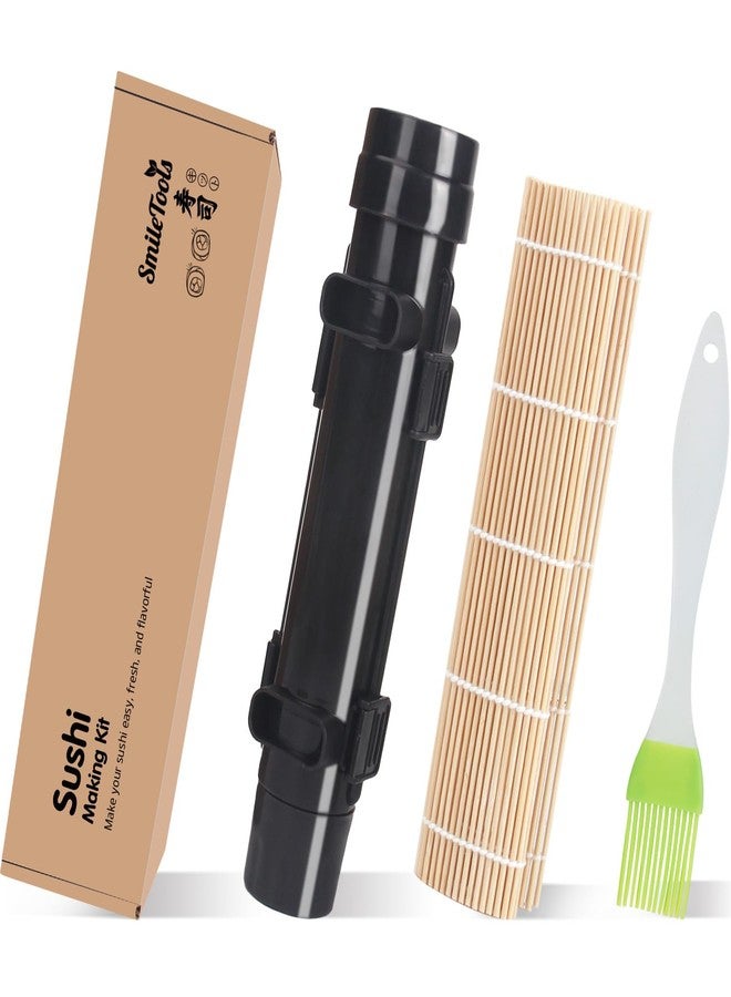 SmileTools Sushi Making Kit, Sushi Roller, Sushi Bazooka, Sushi Maker, Bamboo Sushi Rolling Mat For Beginners (Black) - Image 1