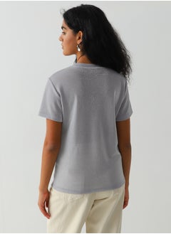 Passegiata Women's Polyamide Duochrome t-shirt Loose Fit Silver  - Image 3