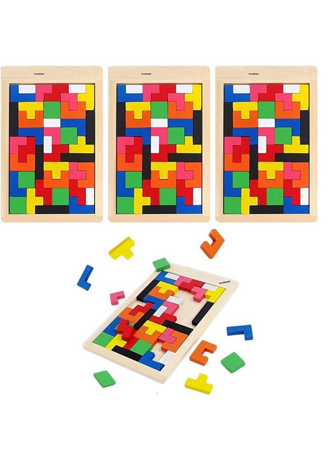 PLUSPOINT Brain Teasers Wooden Puzzles Pack of 4 Brain Toy Russian Tangram Colorful Jigsaw Game Wood Puzzles Montessori Intelligence STEM Educational Gift for Baby Toddlers Kids Age 3+ Years - Image 1