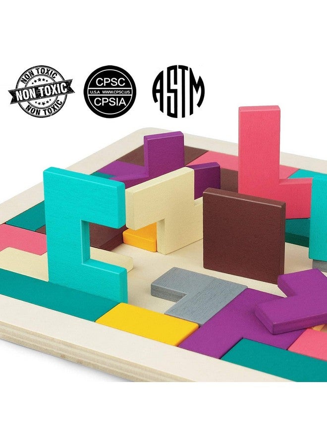 PLUSPOINT Brain Teasers Wooden Puzzles Pack of 4 Brain Toy Russian Tangram Colorful Jigsaw Game Wood Puzzles Montessori Intelligence STEM Educational Gift for Baby Toddlers Kids Age 3+ Years - Image 4