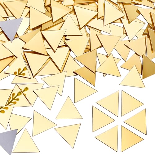 PH PandaHall PH PandHall 200pcs Triangle Mirrors for Crafts 1 Inch Self Adhesive Mirror Tiles Golden Acrylic Mirror DIY Mosaic Mirror Small Mirror Wall Stickers for Crafts Arts DIY Projects Framing Decor - Image 1