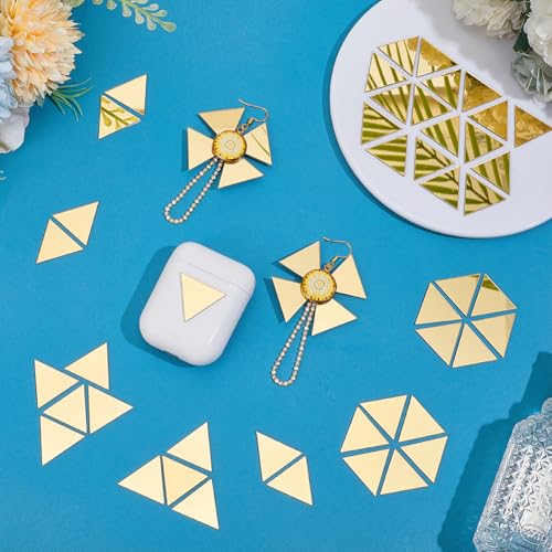 PH PandaHall PH PandHall 200pcs Triangle Mirrors for Crafts 1 Inch Self Adhesive Mirror Tiles Golden Acrylic Mirror DIY Mosaic Mirror Small Mirror Wall Stickers for Crafts Arts DIY Projects Framing Decor - Image 3