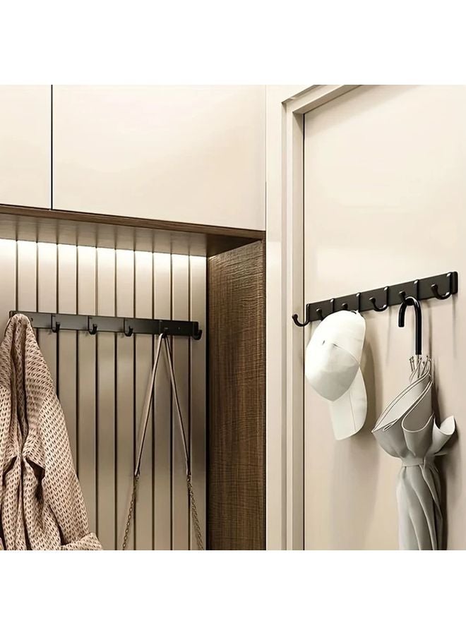 5 Hook Heavy Duty Black Aluminum Wall Mounted Rack For Towels Clothes Coats - Image 2