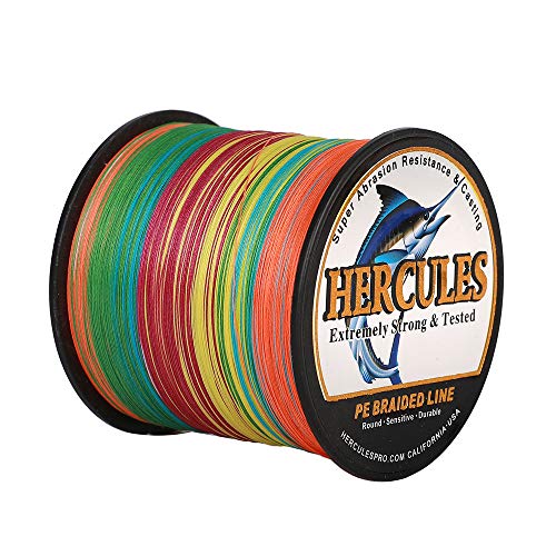 HERCULES Super Strong 1000M 1094 Yards Braided Fishing Line 15 LB Test for Saltwater Freshwater PE Braid Fish Lines 4 Strands - Multicolor, 15LB (6.8KG), 0.16MM - Image 1