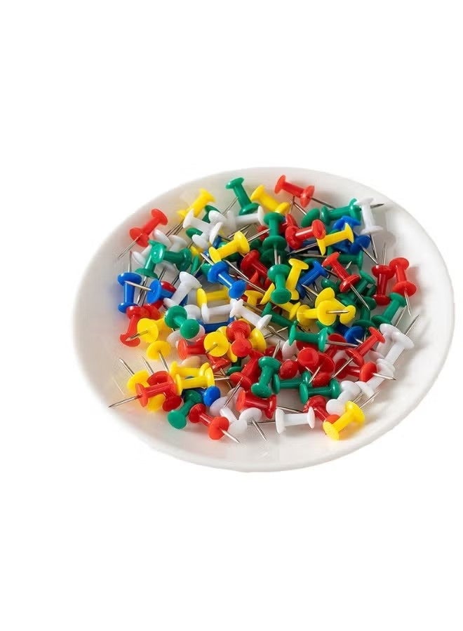 100PCS Colored Push Pins for Bulletin Board – Thumb Tacks with Plastic Heads and Steel Tips – For Cork Board, Wall Posters, Maps, Photos, Office  Home Use – with Storage Box - Image 2