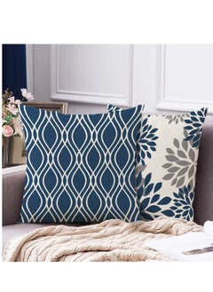 KASTWAVE Pillow Covers 18x18 Set of 4, Blue Geometric Throw Pillow Covers - Decorative Couch Pillow Cover for Sofa, Cushion Case Outdoor Home Decoration 45x45cm  - Image 4