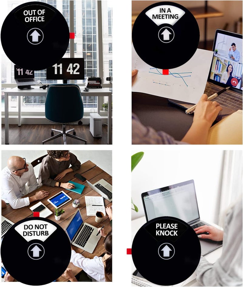 Kichwit Privacy Sign for Office, Do Not Disturb, Out of Office, Please Knock, In a Meeting (Black&White) - Image 3