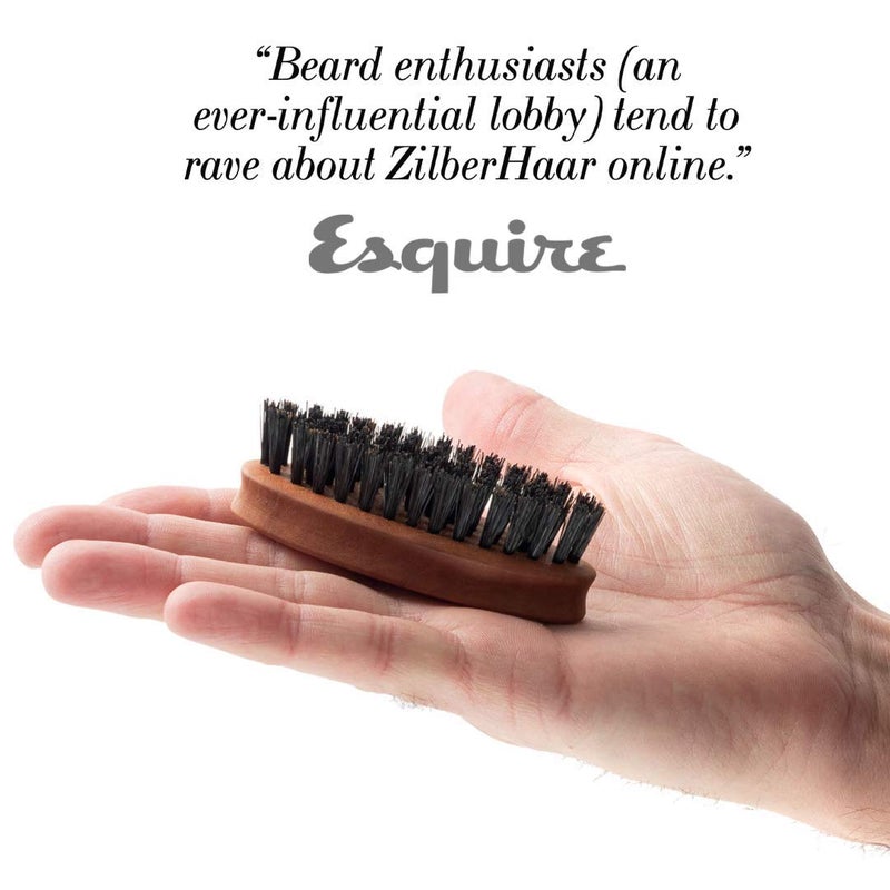 ZilberHaar Pocket Mustache and Beard Brush - Stiff Boar Bristles Small Brush - Perfect Beard Grooming Tool - Relieves beard itch - Short and Medium - Made in Europe - Image 2