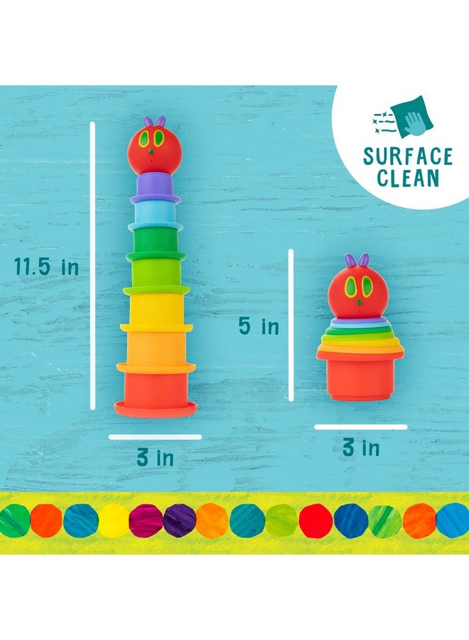 Kids Preferred World Of Eric Carle The Very Hungry Caterpillar Bath Time Silicone Stacking Cup Set With Caterpillar Head Squirty Perfect For Water Play Ages 18 Months And Up  - Image 5