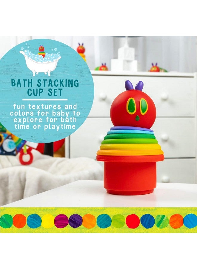 Kids Preferred World Of Eric Carle The Very Hungry Caterpillar Bath Time Silicone Stacking Cup Set With Caterpillar Head Squirty Perfect For Water Play Ages 18 Months And Up  - Image 2