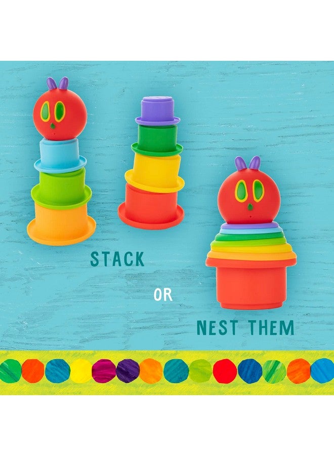 Kids Preferred World Of Eric Carle The Very Hungry Caterpillar Bath Time Silicone Stacking Cup Set With Caterpillar Head Squirty Perfect For Water Play Ages 18 Months And Up  - Image 4