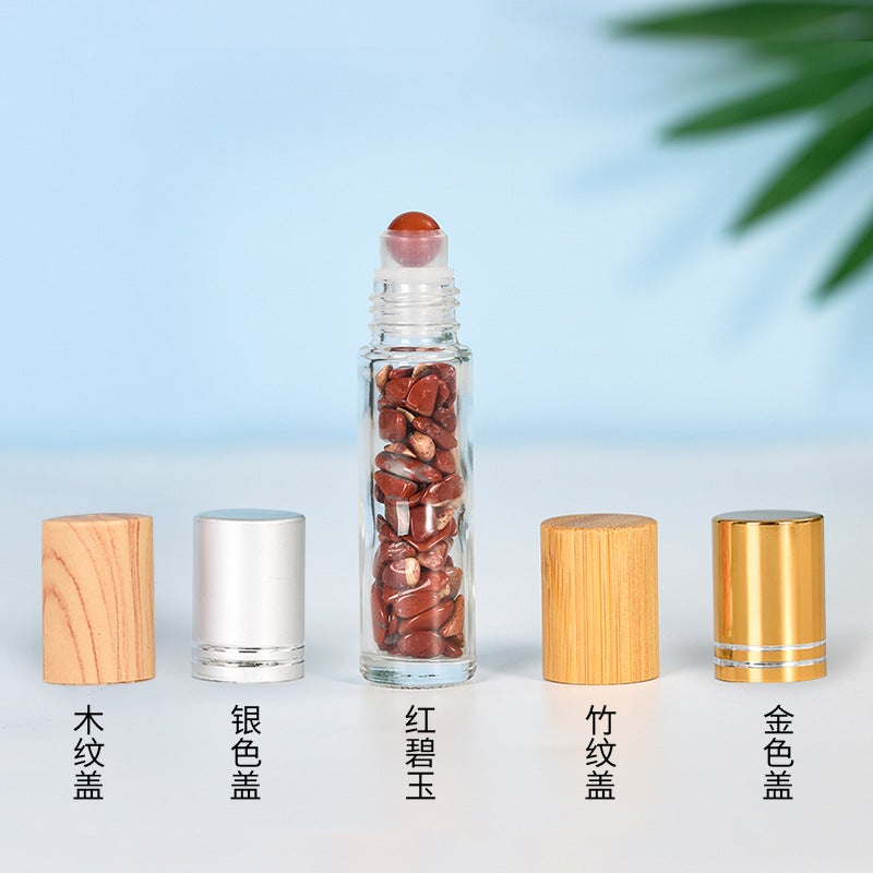 Manufacturer'S Best-Selling Spot 10Ml Wood Grain Cap Essential Oil Rolling Ball Bottle Perfume Refill Bottle Crystal Gravel Jade Rolling Ball Bottle - Image 1