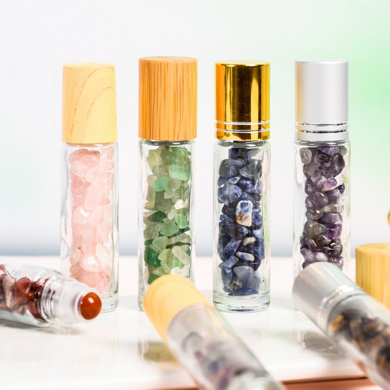 Manufacturer'S Best-Selling Spot 10Ml Wood Grain Cap Essential Oil Rolling Ball Bottle Perfume Refill Bottle Crystal Gravel Jade Rolling Ball Bottle - Image 2