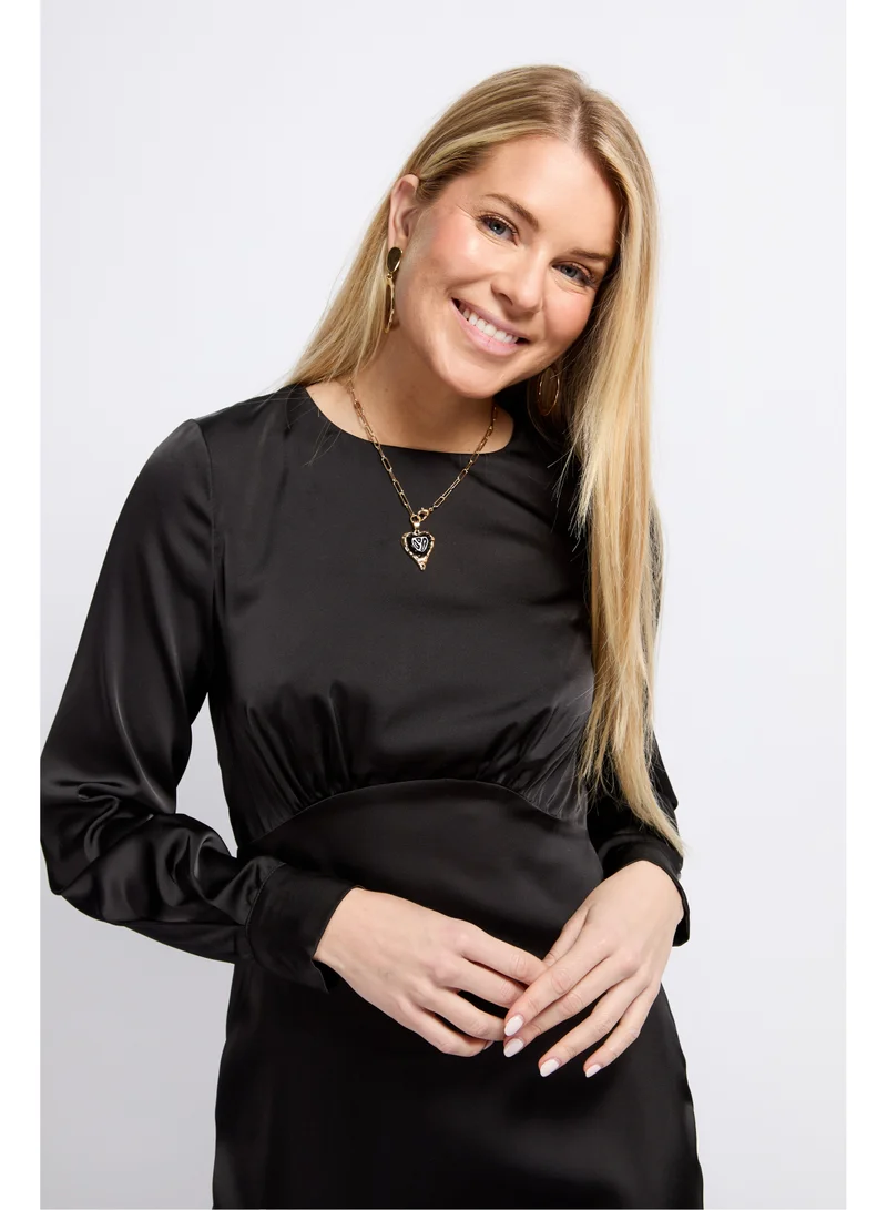 Little Mistress Lace Trim Midi Dress