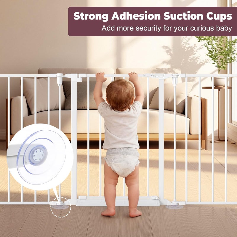 Cideny 127.5" Extra Wide Baby Gate for Fireplace Christmas Tree, Configurable 5 Metal Panels Baby Fence, Child Gate for Wide Openings with Anti-Trip Pedal, Long Kid Gate for Dog Pet, 28'' Tall White - Image 5