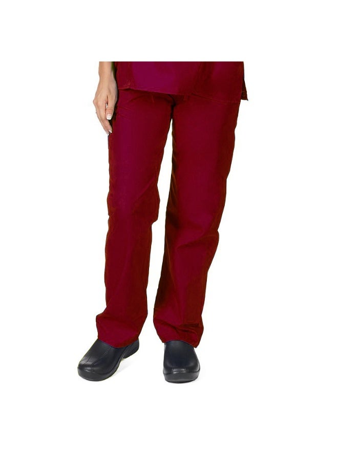 Loquat Womens Medical Scrubs trousers Medical Uniform Long trousers Wine Red - Image 1