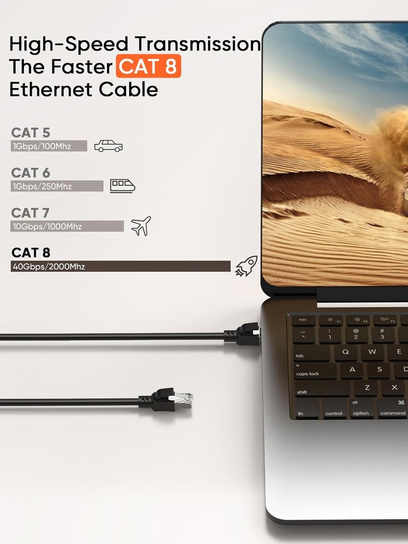 CableCreation Cat8 Ethernet Cable 6.6FT/2M, 40Gbps Network Patch Shielded Heavy Duty Cable, 2000MHz SFTP Internet Cat8 RJ45 LAN Cables High Speed Gaming Cord for PS5 PS4, Xbox, Modem, Router - Image 3