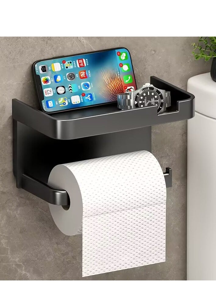 Generic Multifunctional Toilet Paper Holder | Tissue Holder for Bathroom | With Shelf, Phone Holder, Watch and Accessories Tray | Wall-Mounted | Space-Saving Organizer  - Image 1