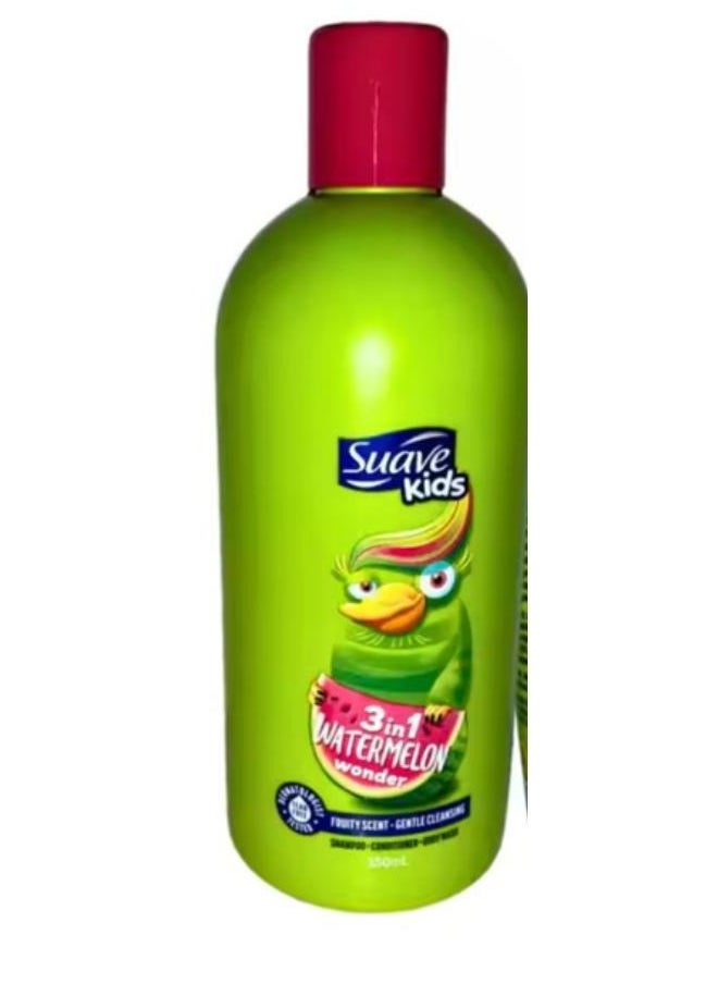 Suave - Kids 3-in-1 Shampoo, Conditioner, Body Wash Watermelon Wonder 350ML - Image 1