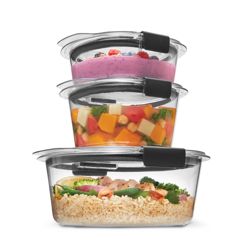 حاويات تخزين الطعام المستديرة من Rubbermaid Brilliance، مجموعة 6 قطع خالية من التسرب