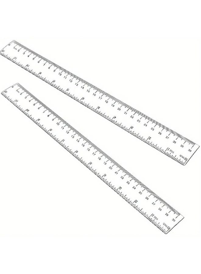 2pcs 12 Inch Heavy Duty Clear Acrylic Ruler with CM and Inch Scale for School Office DIY - Image 5