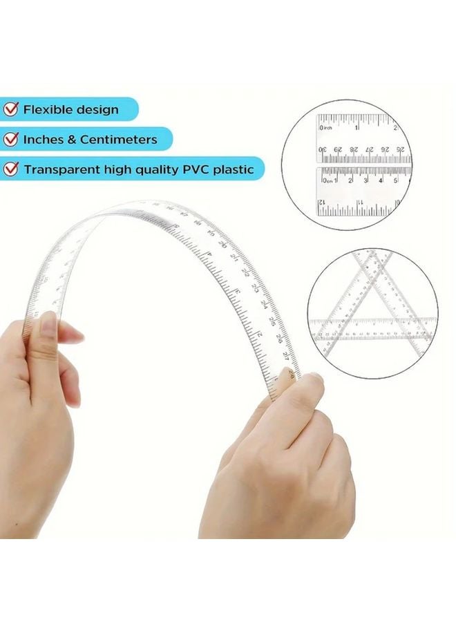 2pcs 12 Inch Heavy Duty Clear Acrylic Ruler with CM and Inch Scale for School Office DIY - Image 2
