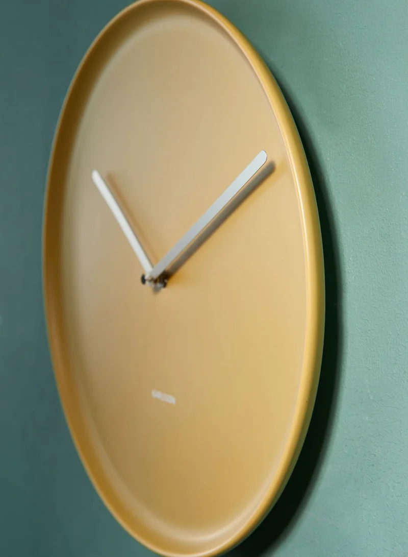 present time Porcelain Wall Clock Ochre Yellow