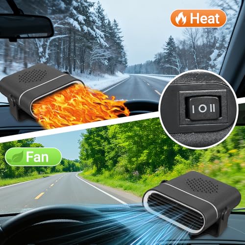 BSTGEKELY 150W 12V car heater and Fan, Portable Auto Defroster Defogger with Dual Mode, 360° Rotatable for Interior Warming and Cooling, Easy Plug-in - Image 4