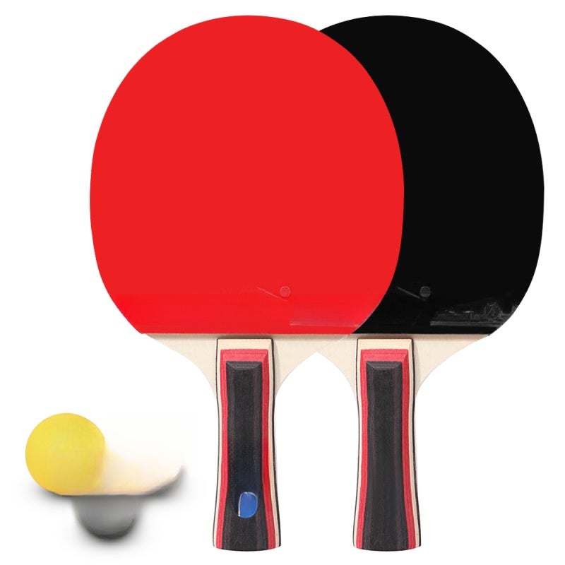 Leijiaer Table Tennis Rackets Set with 2 Paddles and 3 Ping Pong Balls: 7-Ply Polar Wood Handles, Soft Rubber Surface for Power Spin, Comfortable Grip for Beginners Training Skills - Image 1