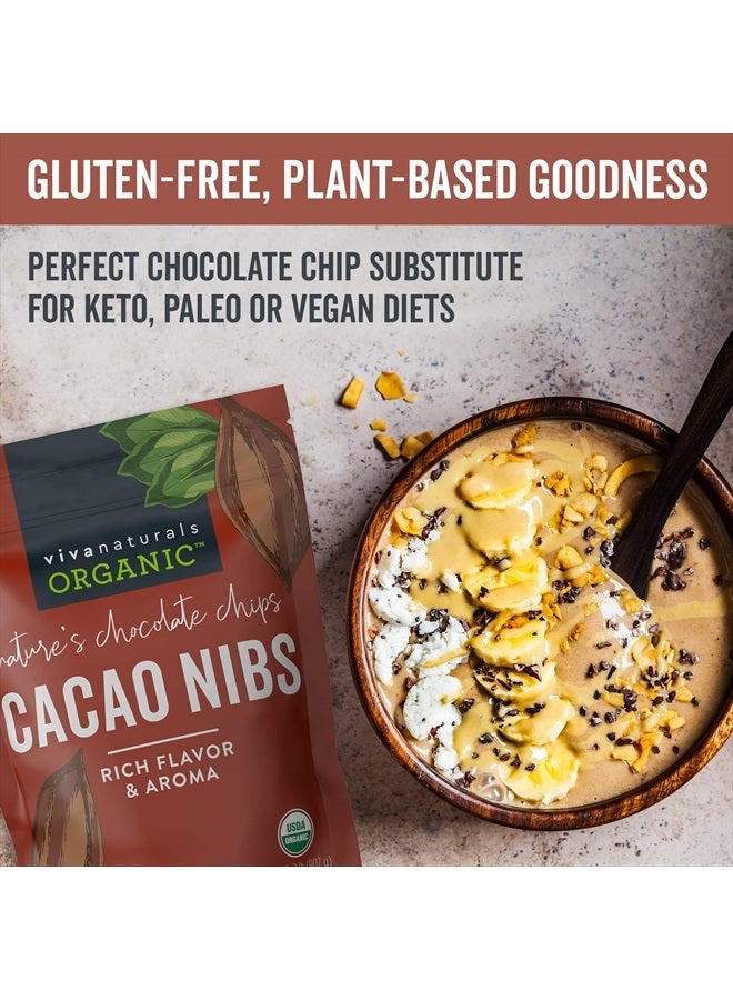 Viva Naturals Organic Cacao Nibs, 2 lb Bag (907g) - Keto Friendly and Vegan Unsweetened Chocolate Chip Substitute, Perfect for Gluten Free Baking, Cacao Nib Smoothies and More, Non-GMO and Gluten Free - Image 4