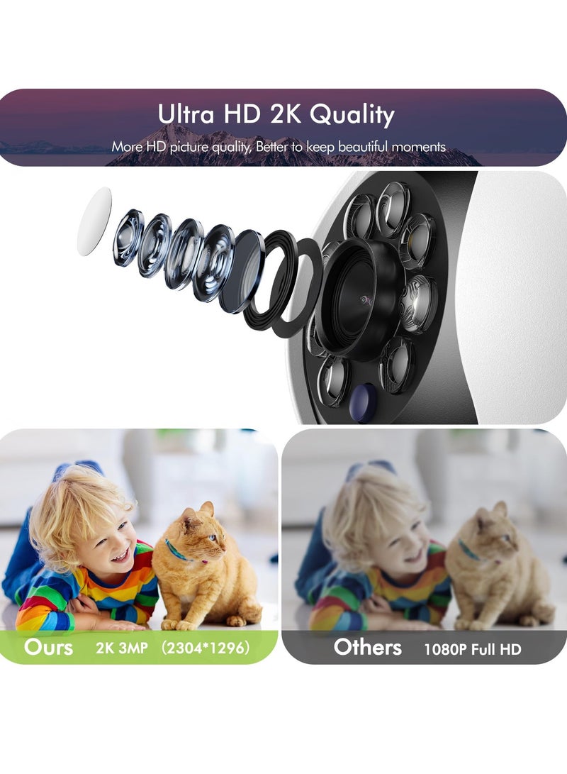 SYOSI 2K Indoor Home Security Camera, Wifi Monitor for Baby/Elder/Kid/Nanny Two-Way Video/Phone App, Pet Cam, Motion Detection, Smart Siren, Pan-Tilt, Night Vision, Cloud & SD Storage  - Image 1