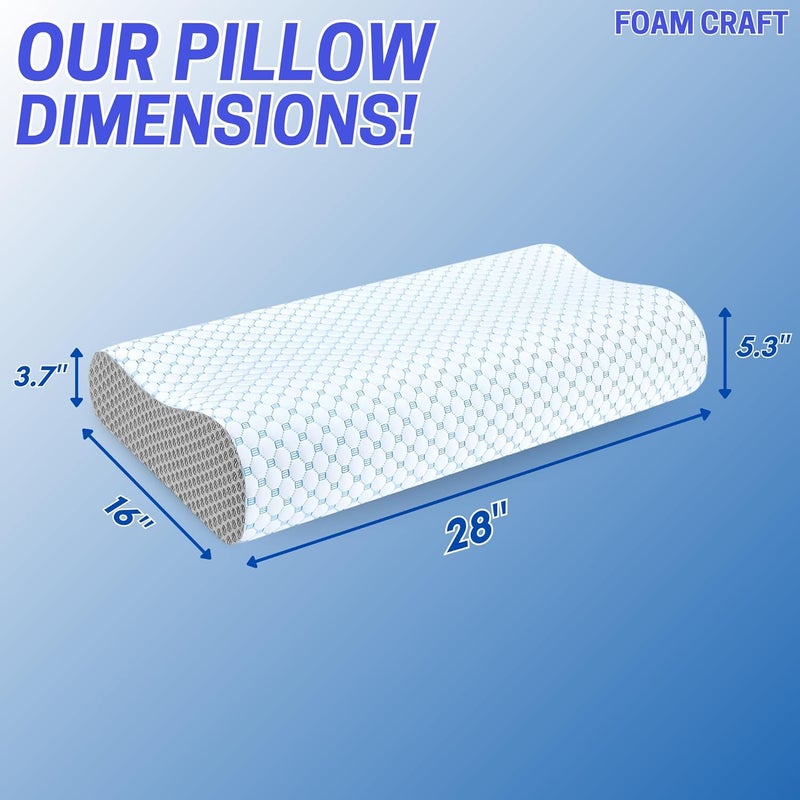 FOAM CRAFT® Orthopedic Cervical Pillow for Side & Stomach Sleepers - Blue & Grey, Queen (16" X 28") - Image 2