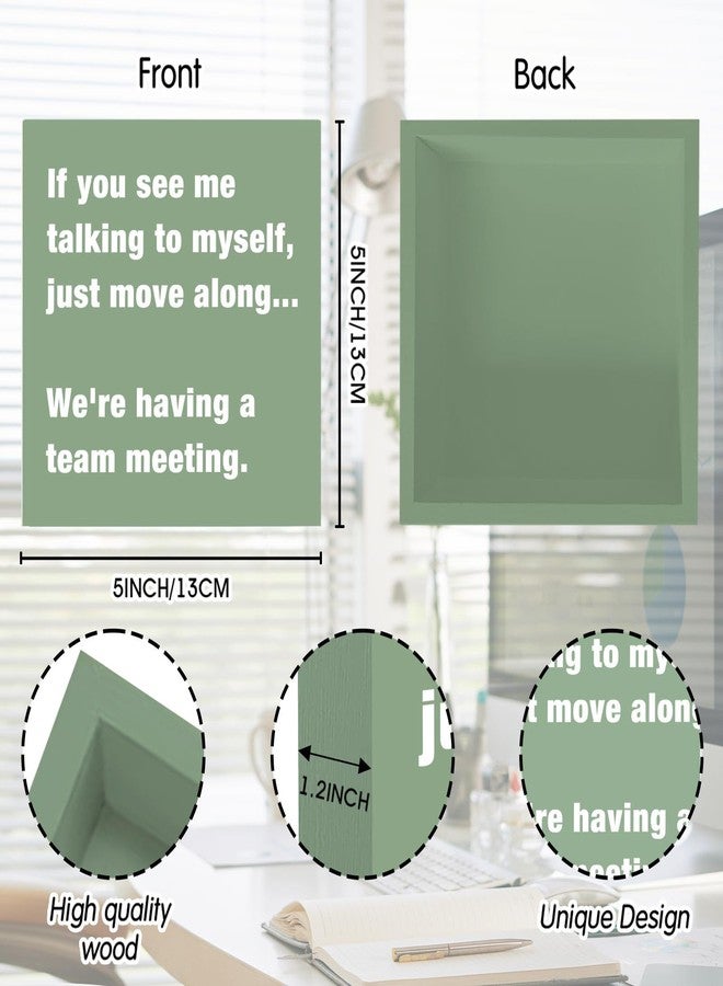 TAGDANK Sage Green Office Desk Accessories Decor Sign - Funny Green Wood Box Sign Cute Desk Accessories - Humor Office Box Plaque - Image 2