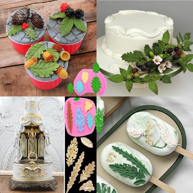 Elinka Leaf Silicone Mold Maple Leaf Candy Molds Fern Leaves Fondant Molds for Cake Decoration Polymer Clay - Image 3