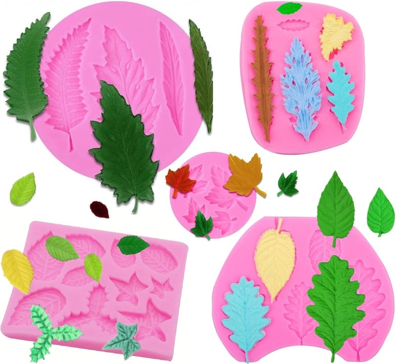 Elinka Leaf Silicone Mold Maple Leaf Candy Molds Fern Leaves Fondant Molds for Cake Decoration Polymer Clay - Image 1