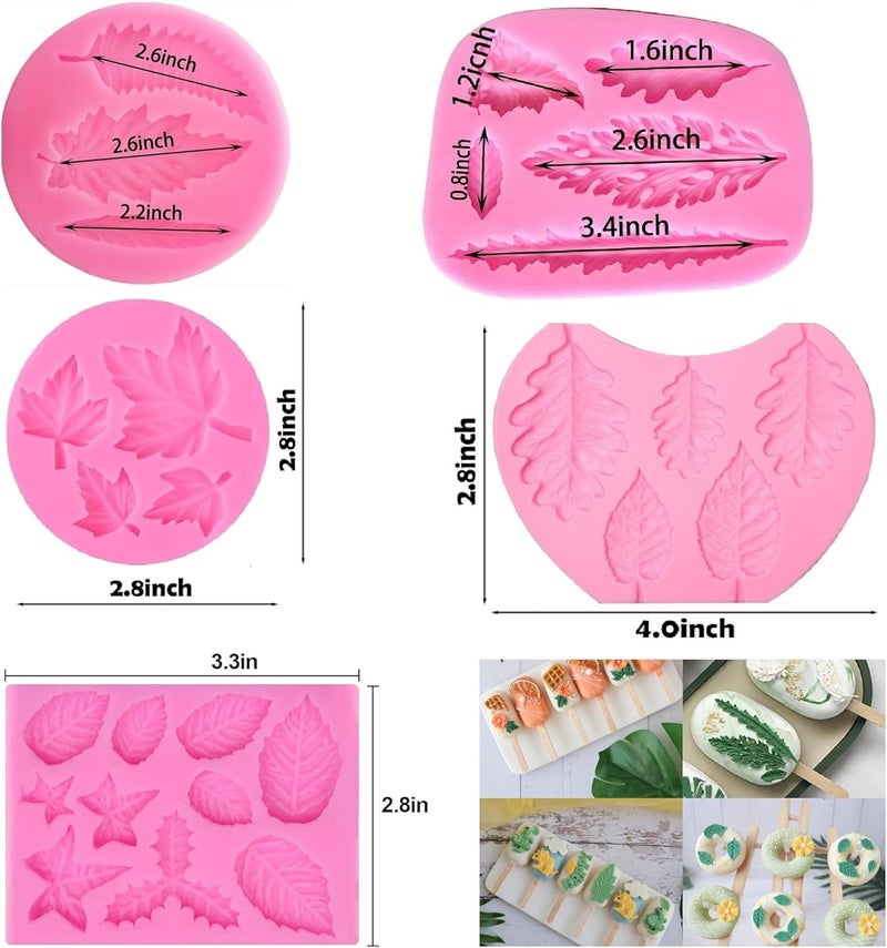 Elinka Leaf Silicone Mold Maple Leaf Candy Molds Fern Leaves Fondant Molds for Cake Decoration Polymer Clay - Image 2