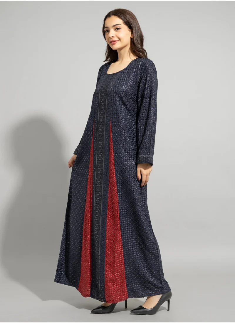 IKKXA Dazzling Charm Embroidered Jalabiya IN010 Blue