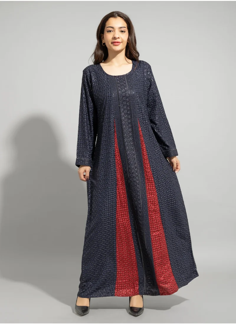 IKKXA Dazzling Charm Embroidered Jalabiya IN010 Blue