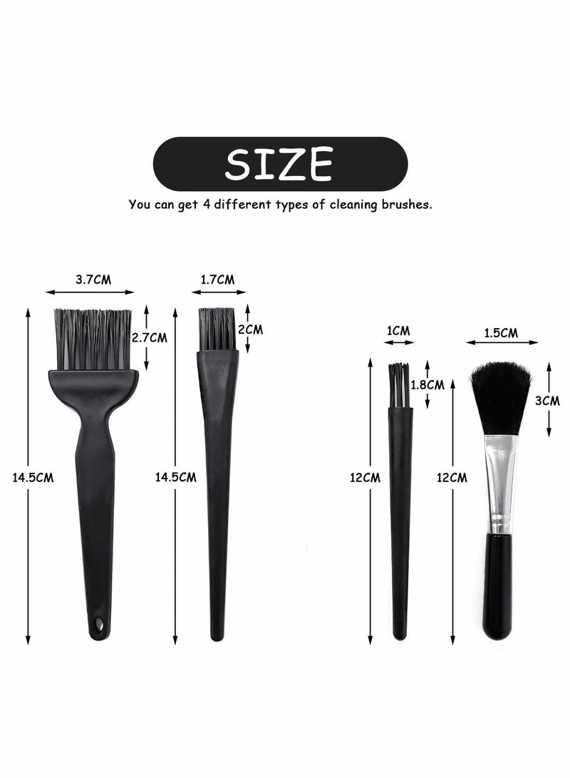 KASTWAVE فرشاة لوحة المفاتيح، فرشاة مضادة للكهرباء الساكنة، مجموعة تنظيف الكمبيوتر، مجموعة فرش الكمبيوتر الصغيرة المحمولة بمقبض بلاستيكي من النايلون مكونة من 4 قطع، باللون الأسود - Image 3