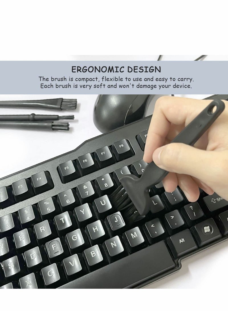 KASTWAVE فرشاة لوحة المفاتيح، فرشاة مضادة للكهرباء الساكنة، مجموعة تنظيف الكمبيوتر، مجموعة فرش الكمبيوتر الصغيرة المحمولة بمقبض بلاستيكي من النايلون مكونة من 4 قطع، باللون الأسود - Image 4