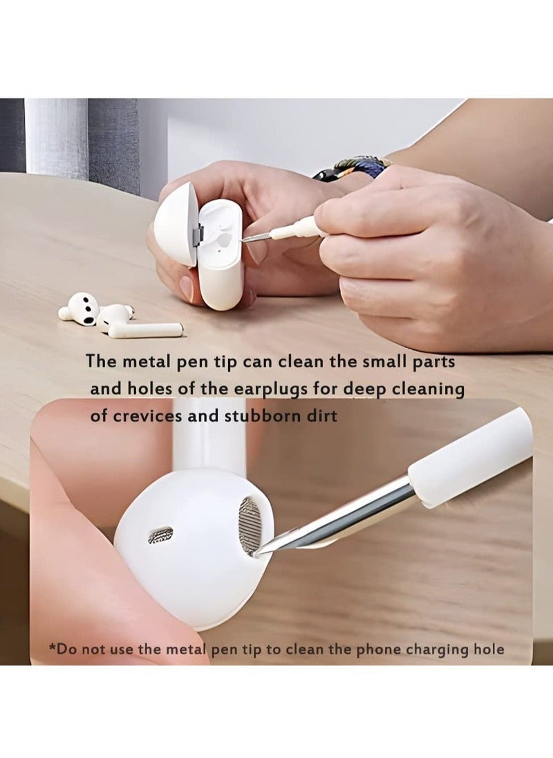 HuHa - Earbuds Cleaning Pen Fits for Airpods Pro 1 2 3 Multi Cleaner Kit Soft Brush for Bluetooth Earphones Case Compact Portable Multifunctional Cleaning Kit (White) - Image 1