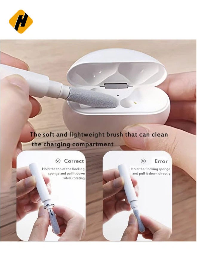 HuHa - Earbuds Cleaning Pen Fits for Airpods Pro 1 2 3 Multi Cleaner Kit Soft Brush for Bluetooth Earphones Case Compact Portable Multifunctional Cleaning Kit (White) - Image 1