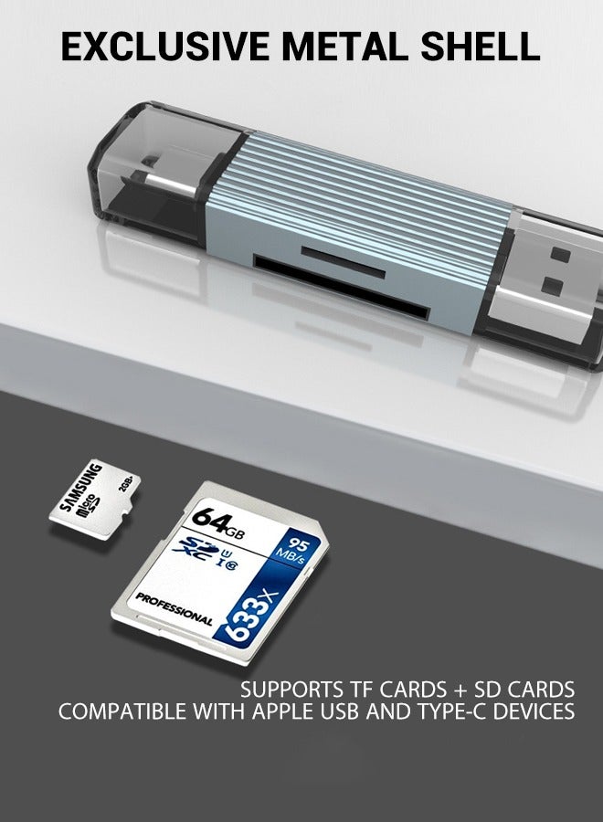 سبا لوكستيك الناقل التسلسلي العام 3.0 نوع سي و لايت OTG قارئ بطاقة - فتحة مزدوجة ( SD / TF ) الألومنيوم قارئ بطاقة صغيرة | النقل السريع ، التوصيل والتشغيل ، اي فون / الروبوت / كمبيوتر محمول - Image 3