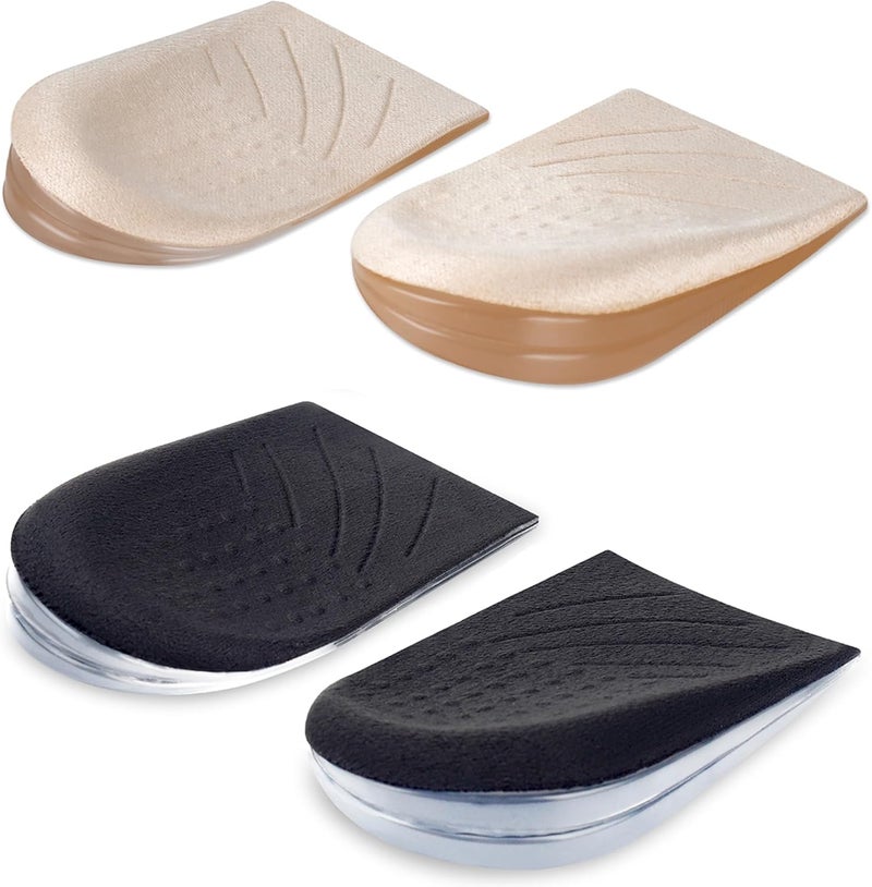 2 Pairs 3 Layers Medial & Lateral Heel Wedge Silicone Insoles - Corrective Adhesive Shoe Inserts for Foot Alignment, Knock Knee Pain, Bow Legs, Osteoarthritis for Men and Women(Large)